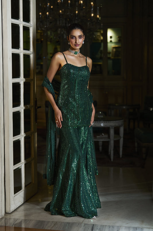 Emerald Green Sharara Set