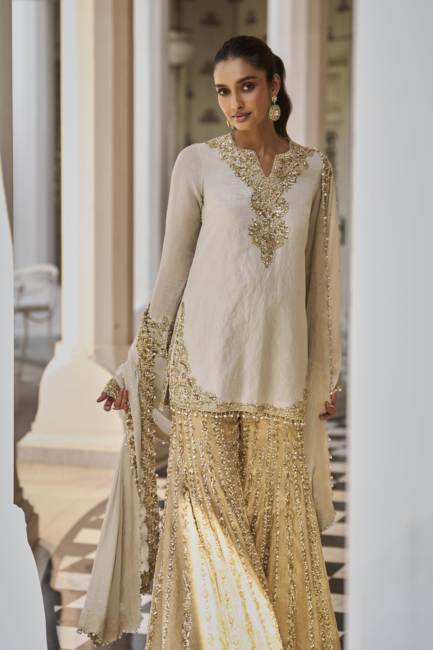 Silver Gold Sharara Set