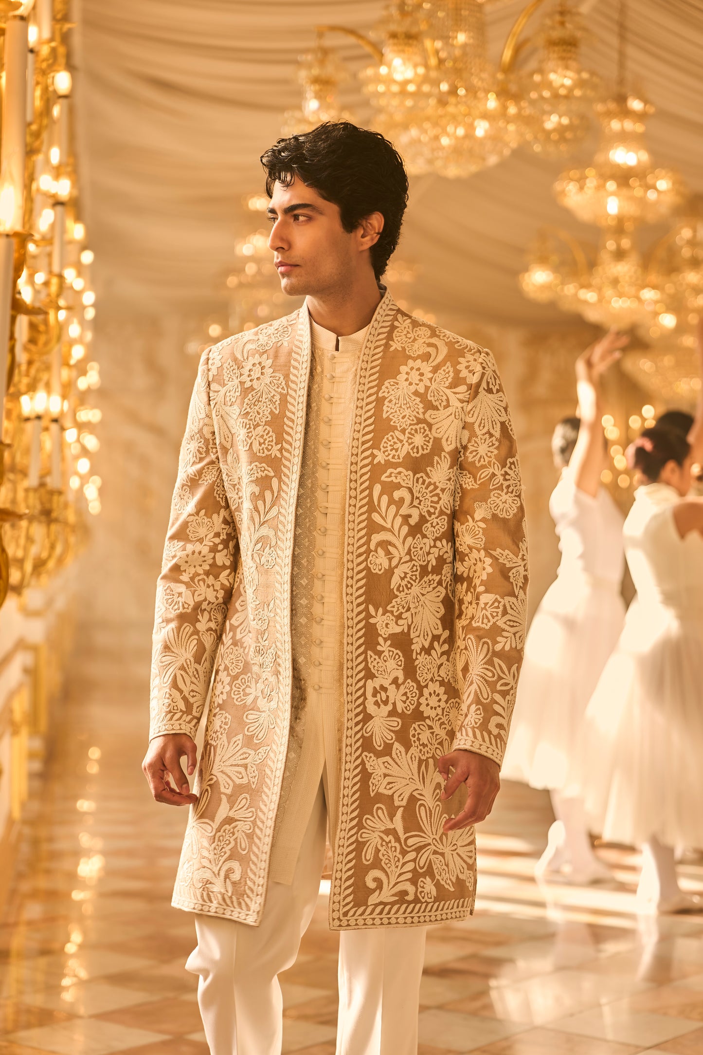 Nude Open Sherwani Set