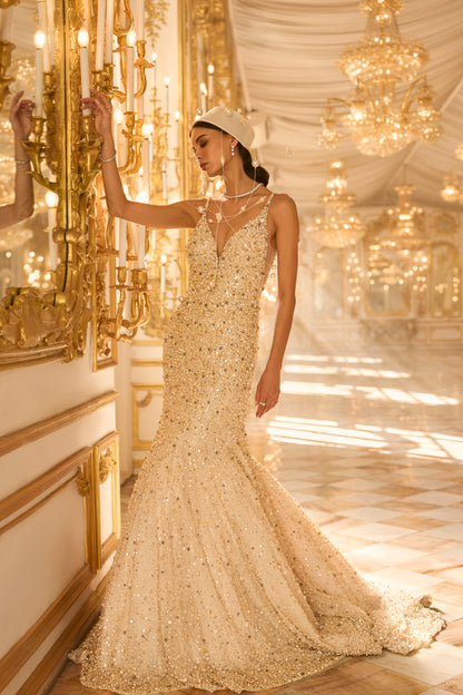 Ivory Pearl Trail Gown