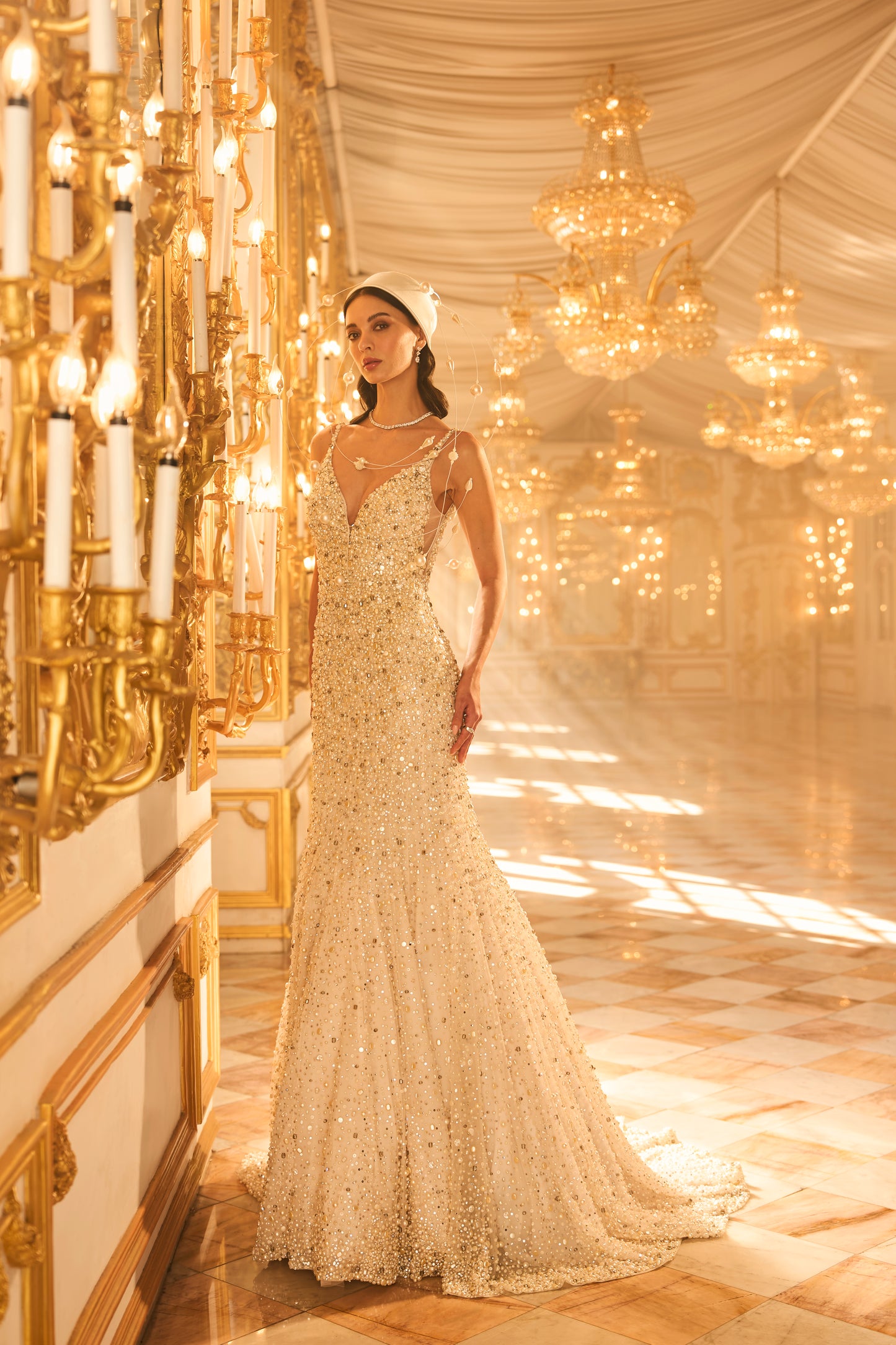 Ivory Pearl Trail Gown