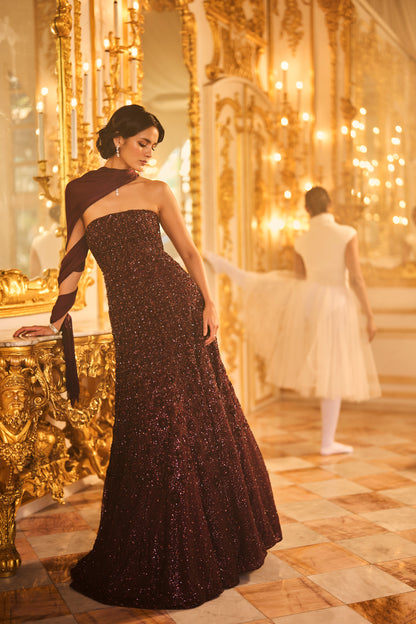 Wine Sequin Gown