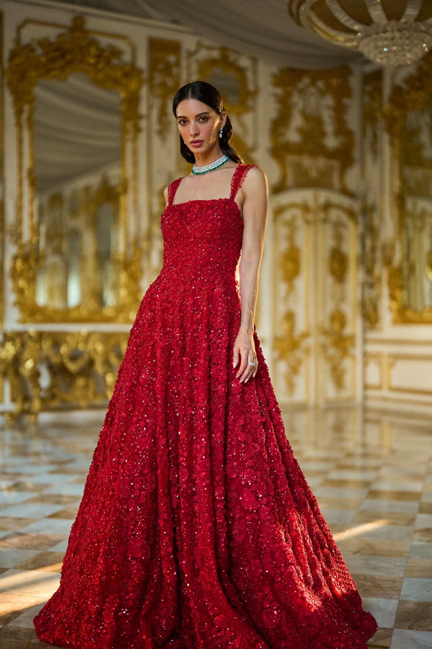 Red Three-Dimensional Gown
