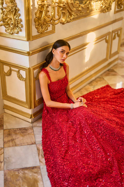 Red Three-Dimensional Gown