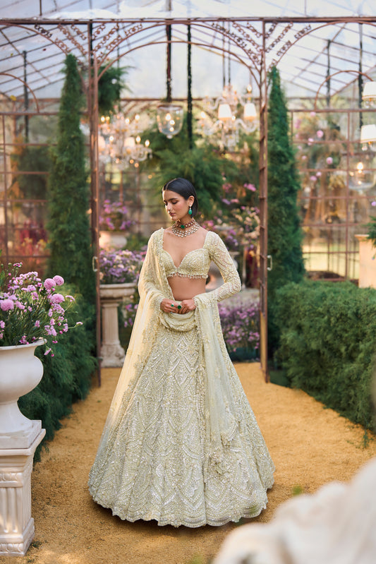 Sage Green Sequin Lehenga Set