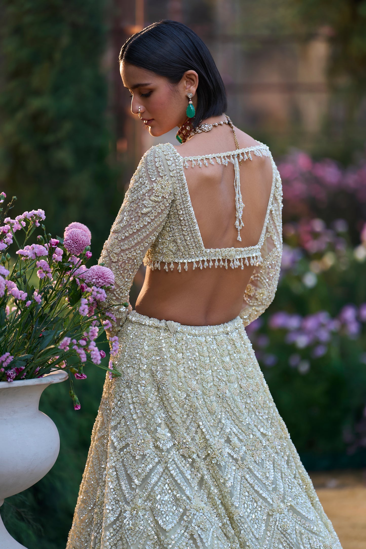 Sage Green Sequin Lehenga Set