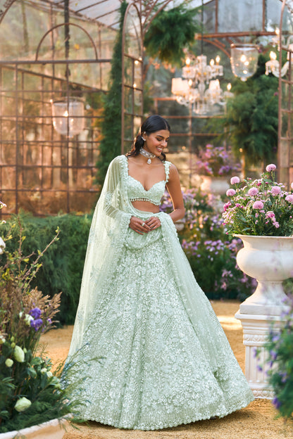 Soft Aqua Sequin Lehenga Set