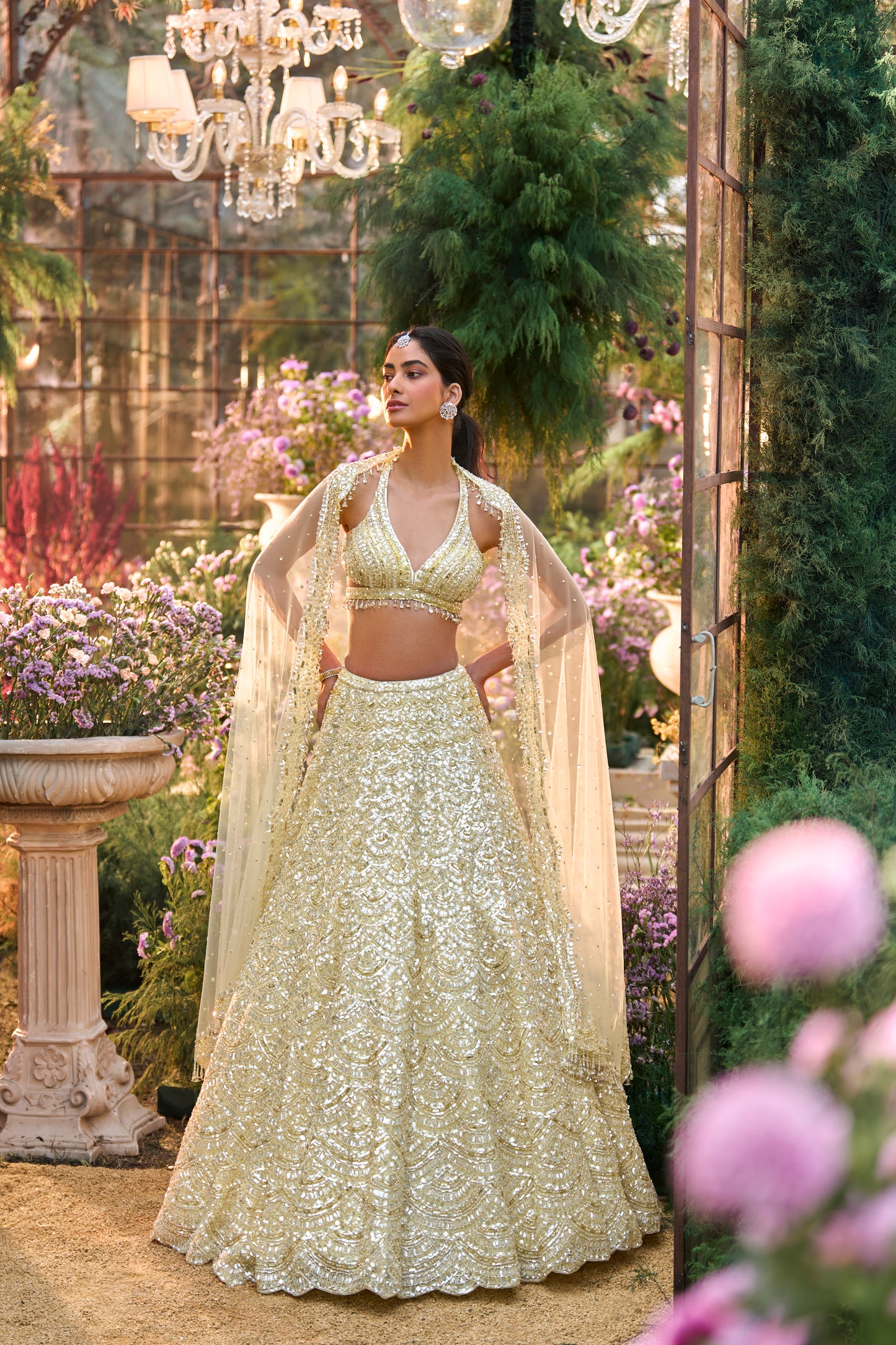 Lemon Yellow Sequin Lehenga Set