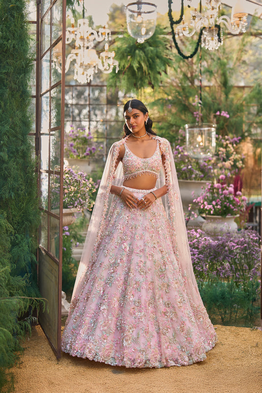 Light Pink Sequin Lehenga Set