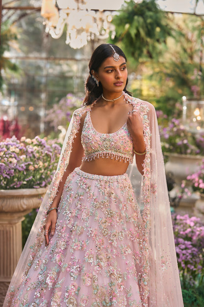 Light Pink Sequin Lehenga Set