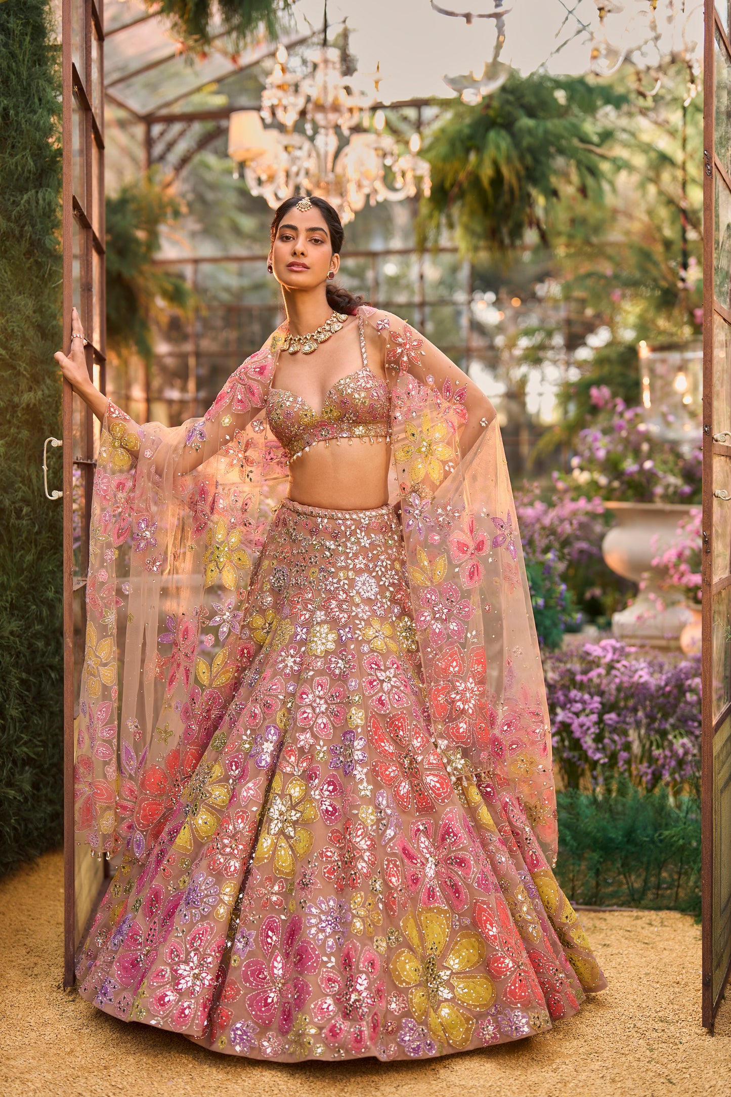 Coffee Floral Lehenga Set