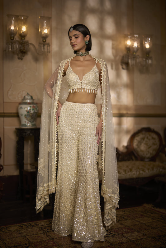 Cream Sharara - Pant Set