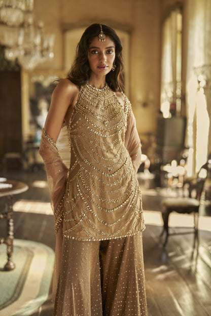Caramel Crystal Sharara Set