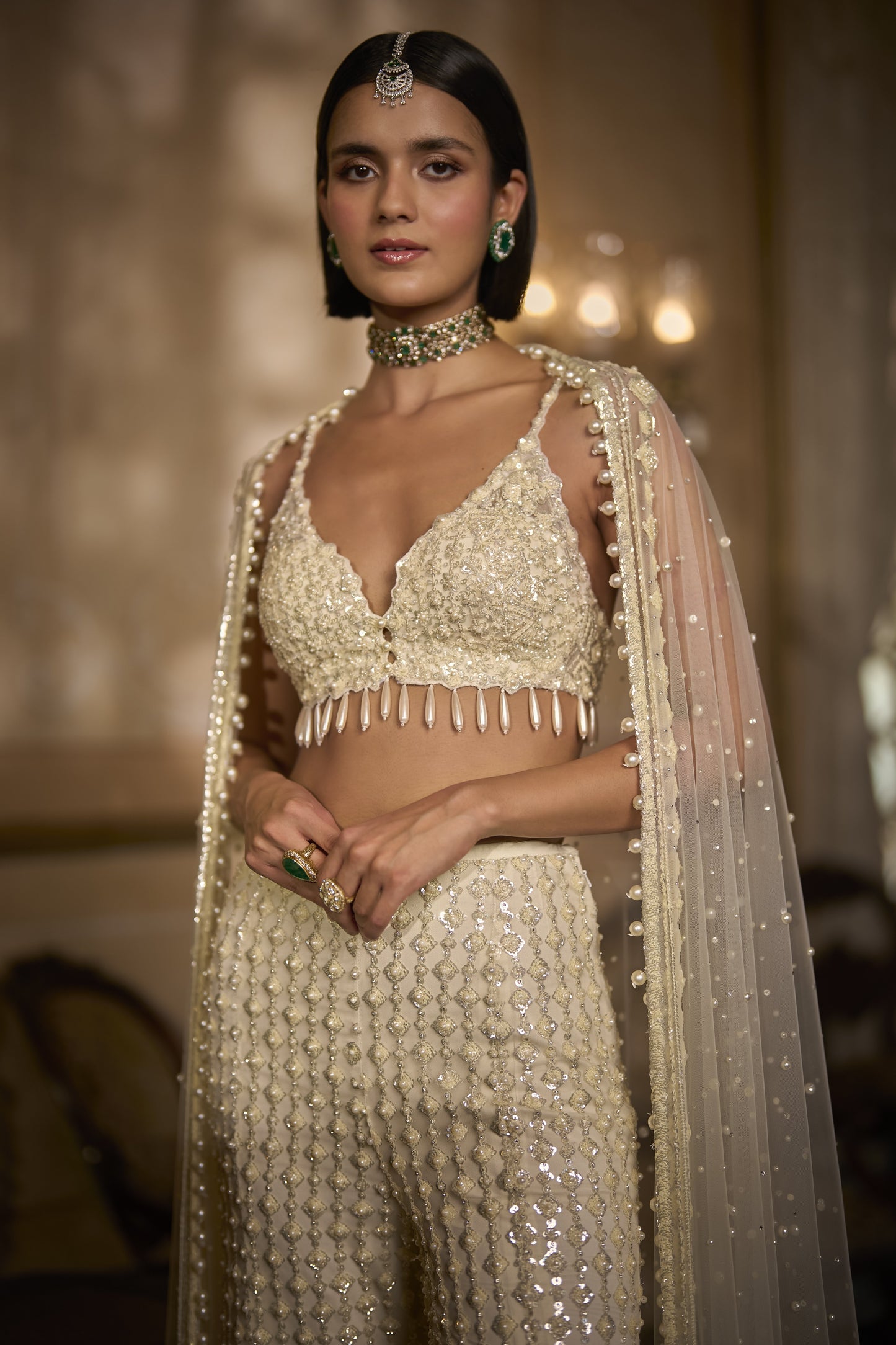 Cream Sharara - Pant Set