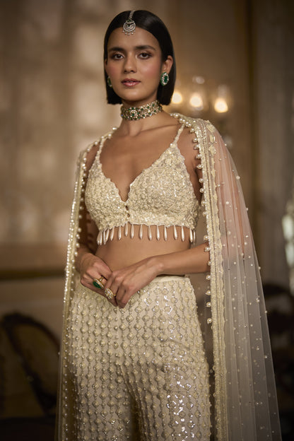Cream Sharara - Pant Set