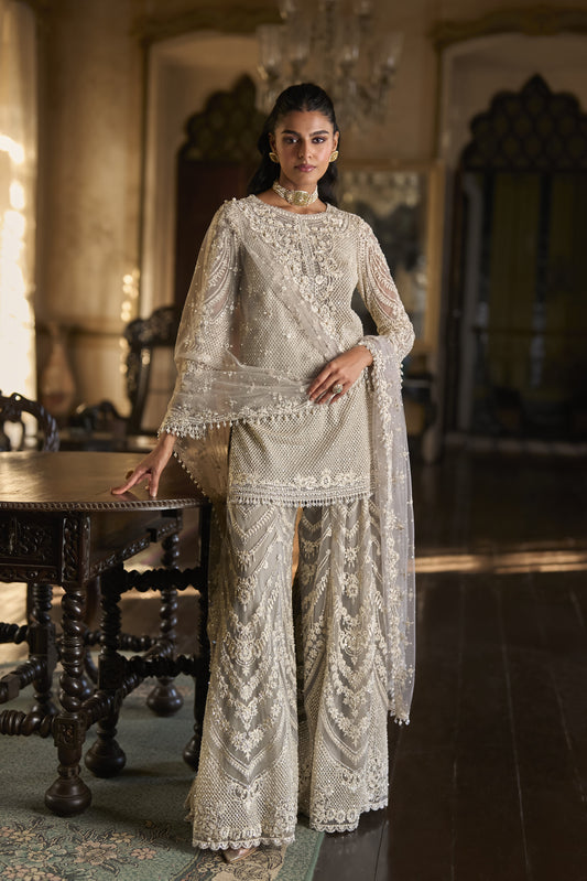 Grey Thread Work Sharara Set