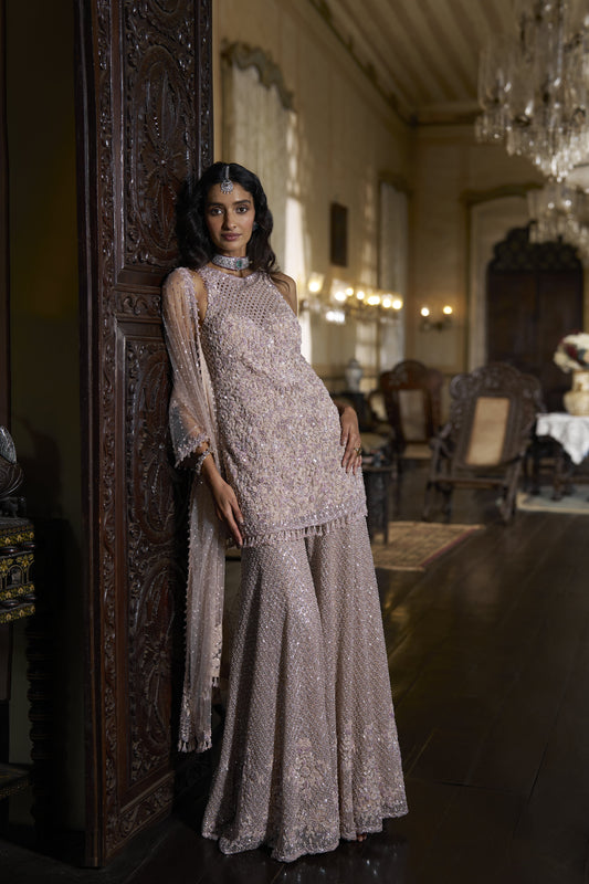 Mauve Sequin Sharara Set