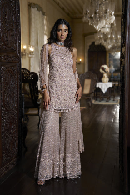 Mauve Sequin Sharara Set