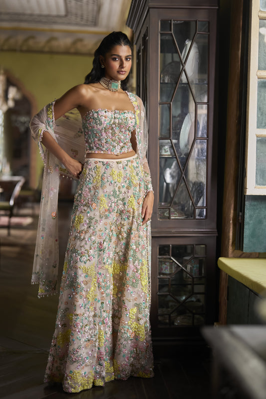 Multi-Coloured Corset Sharara Set