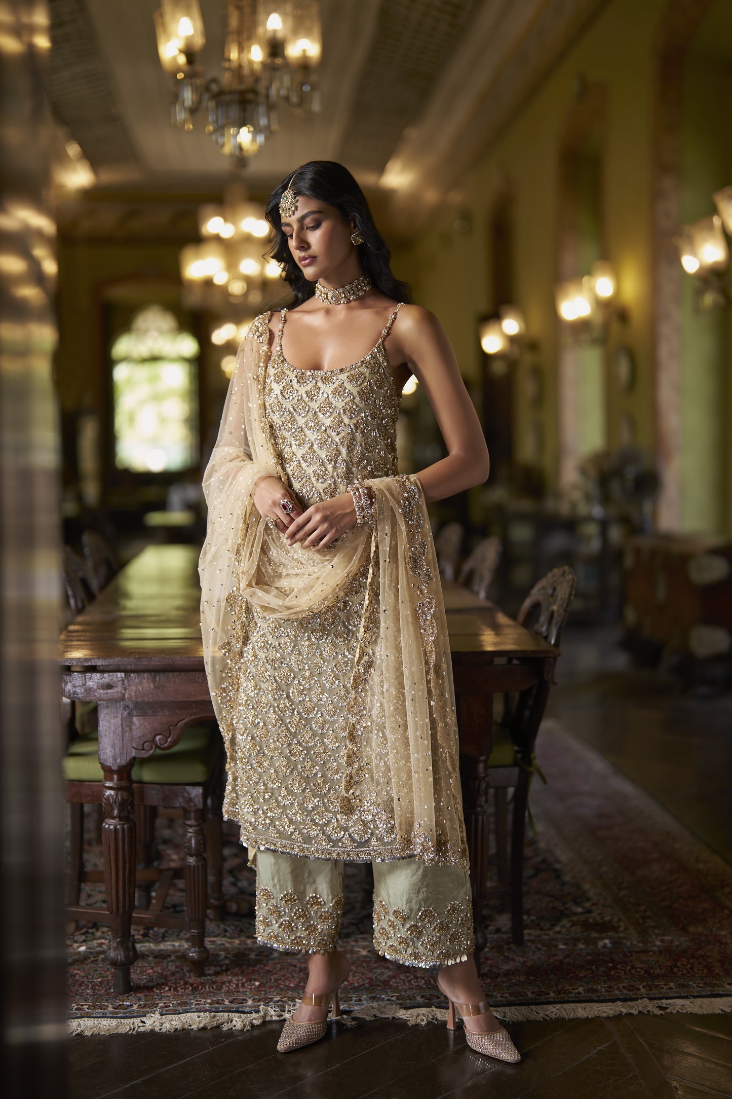 Sage Green Sequin Pant Set