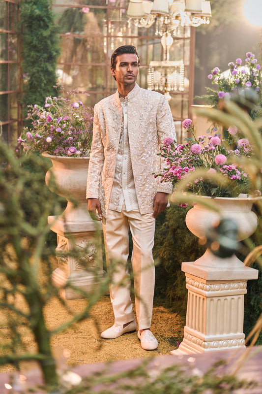 Powder Nude Bandhgala Set