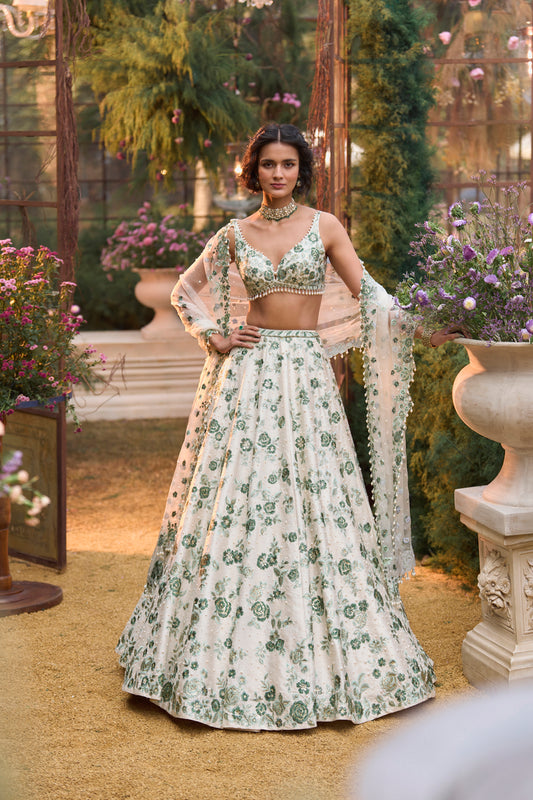 Emerald Floral Lehenga Set