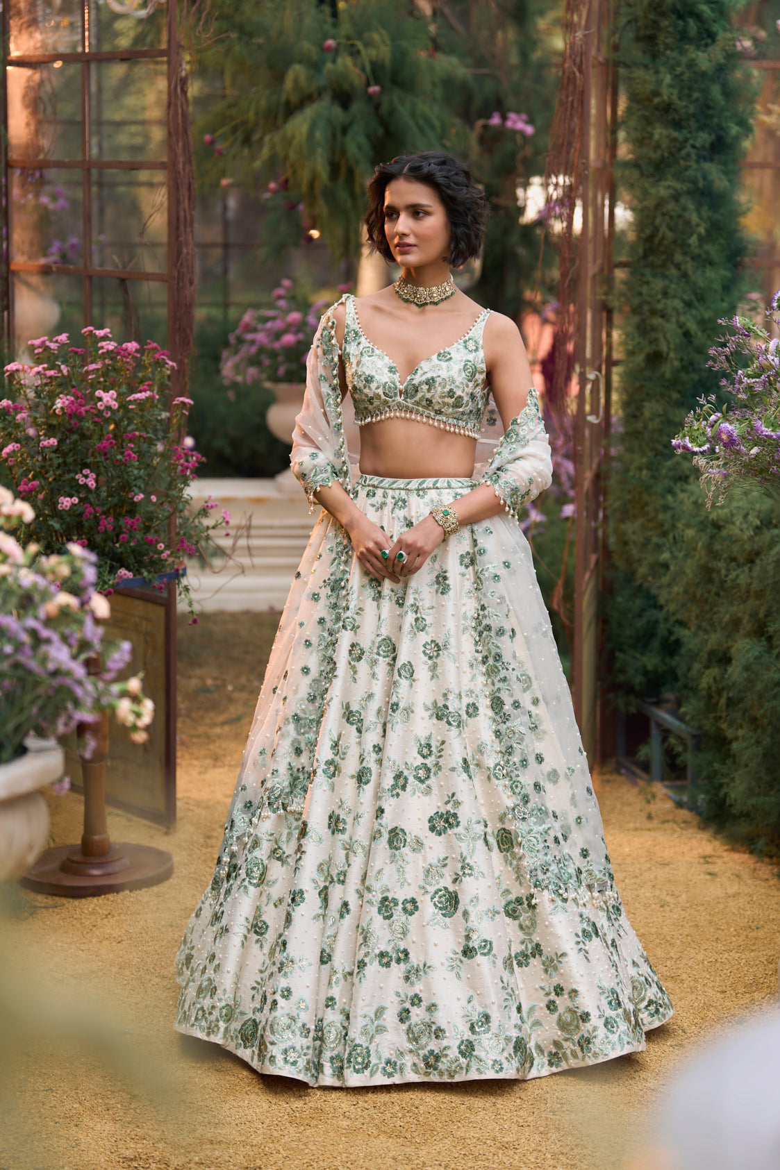 Emerald Floral Lehenga Set