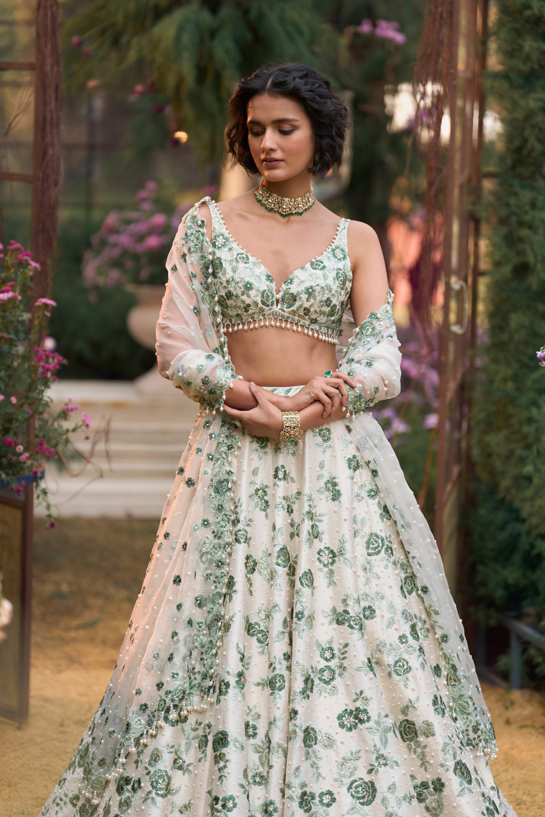 Emerald Floral Lehenga Set