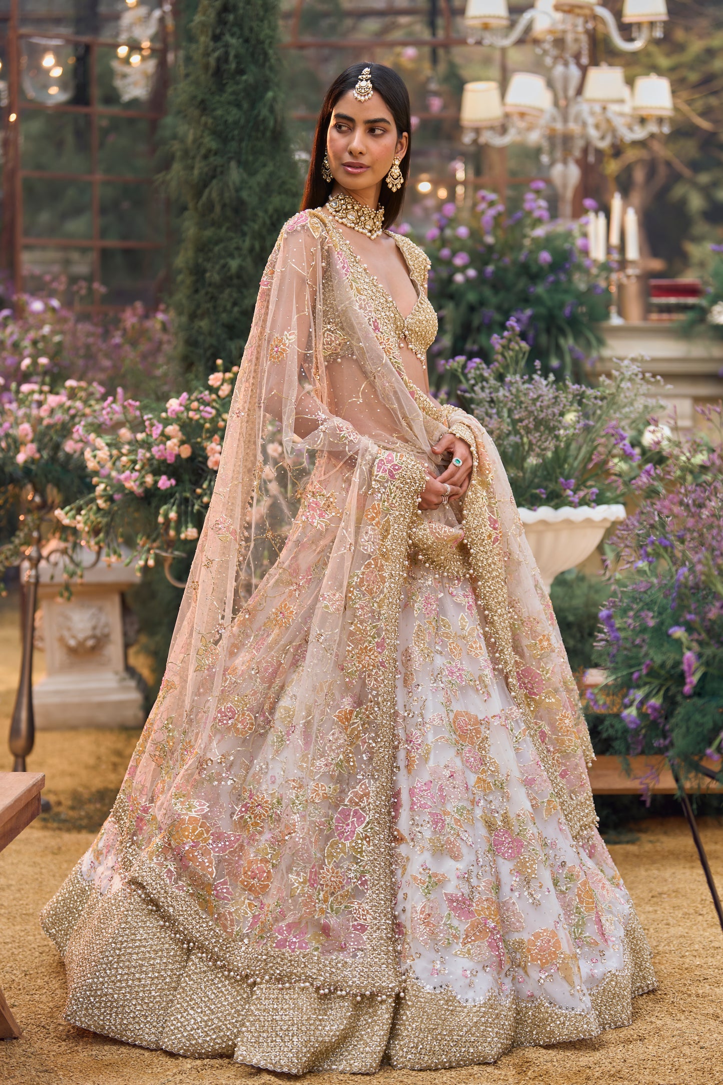 Multi-Coloured Applique Lehenga Set