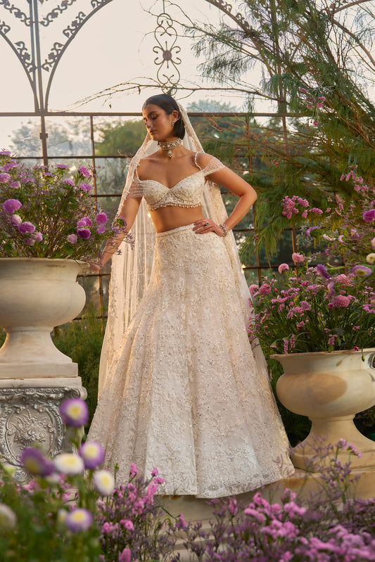 Ivory Floral Lehenga Set