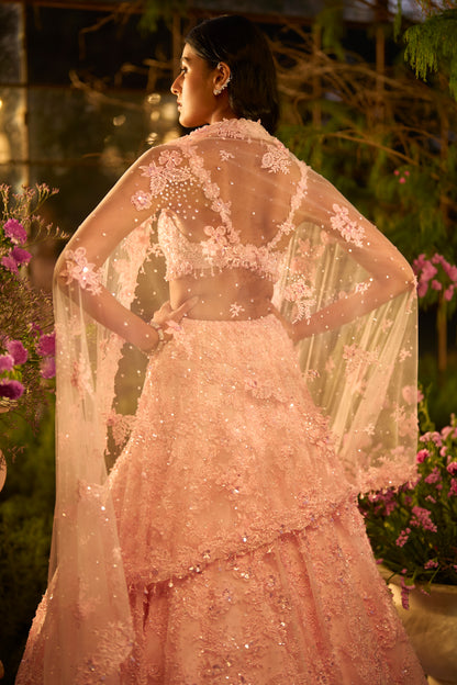 Candy Pink Three-Dimensional Lehenga Set