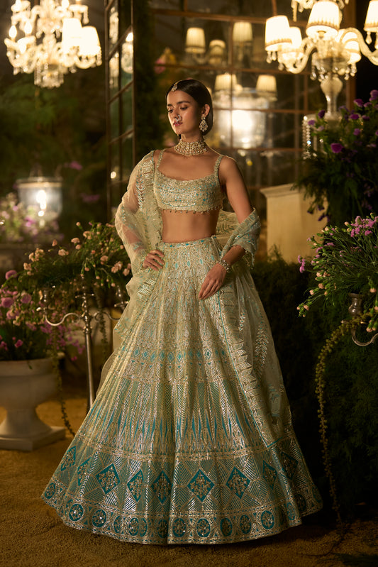 Turqouise Blue Lehenga Set