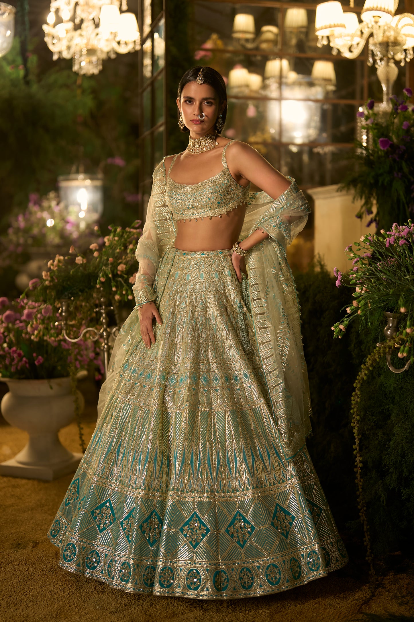 Turqouise Blue Lehenga Set