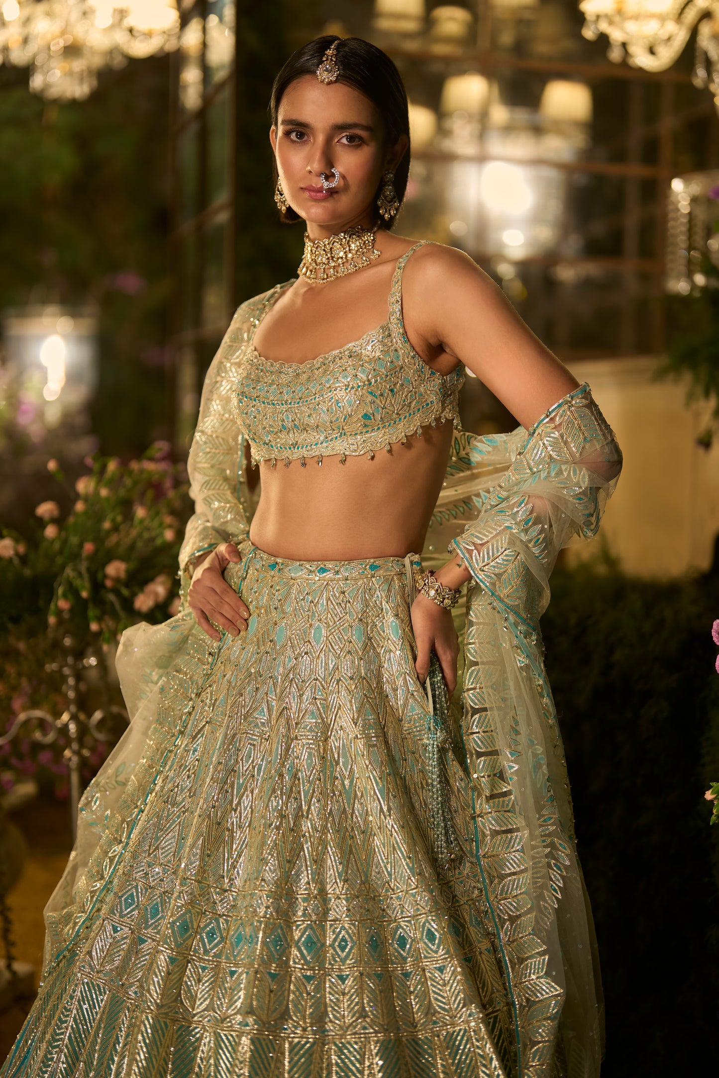 Turqouise Blue Lehenga Set