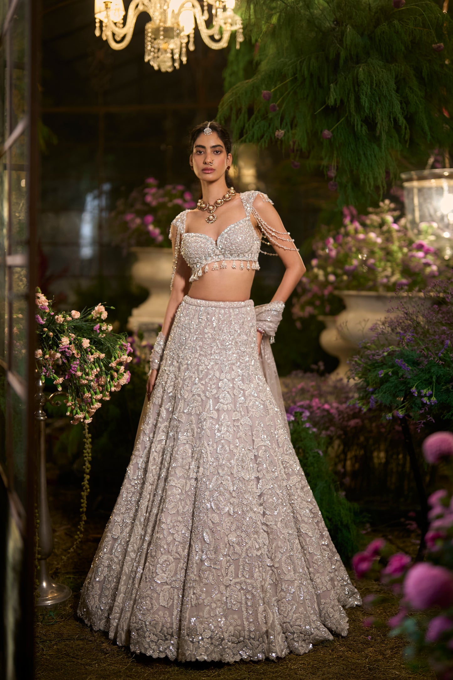 Slate Grey Sequin Lehenga Set