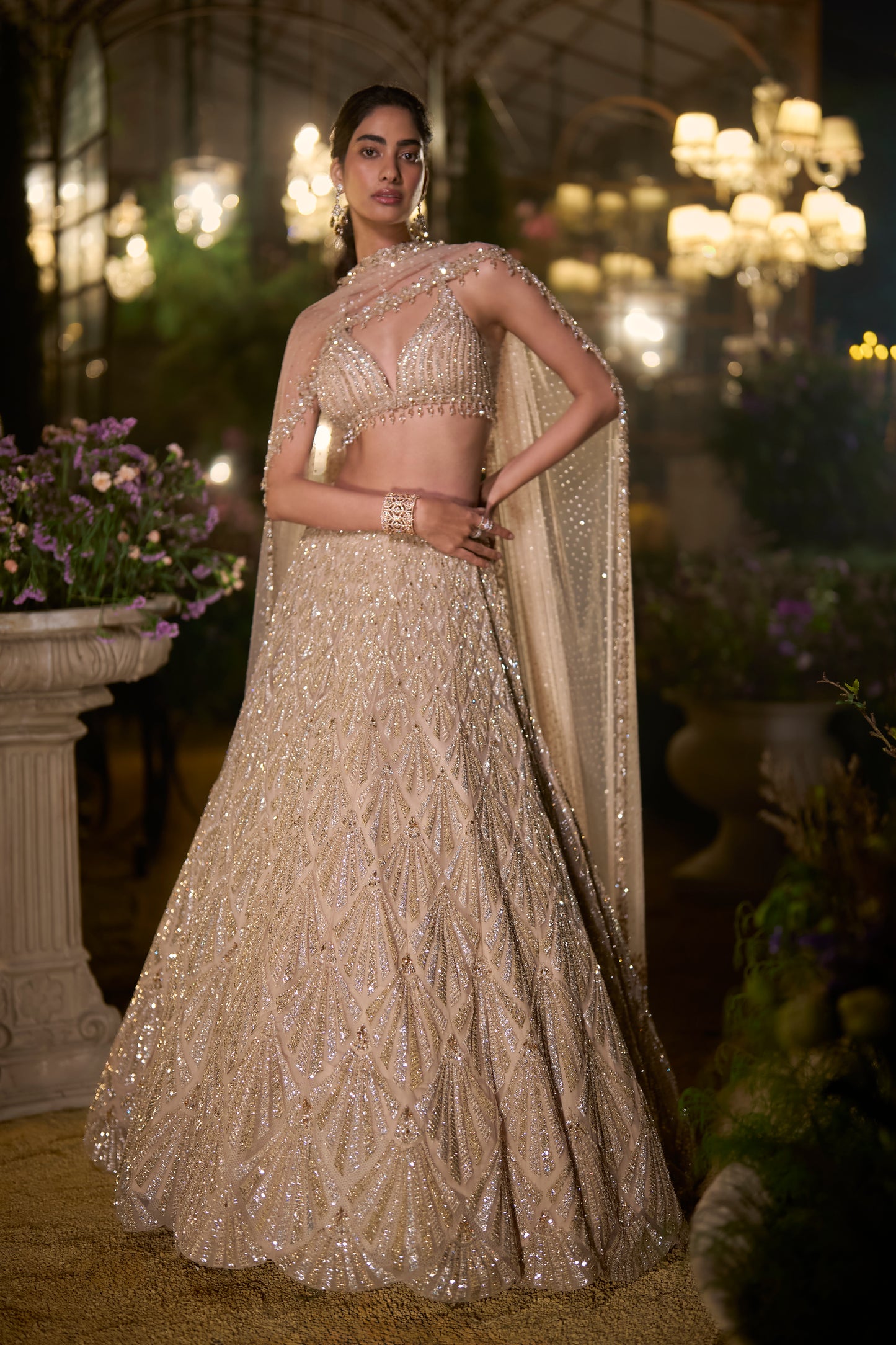 Coffee Sequin Lehenga Set