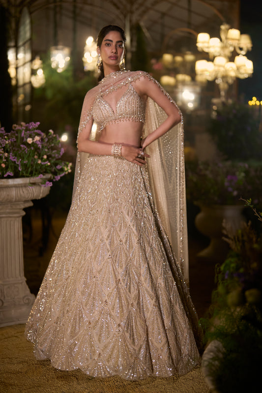 Coffee Sequin Lehenga Set