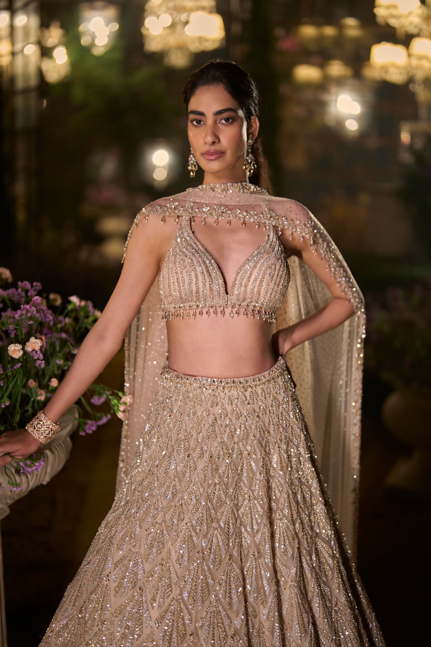 Coffee Sequin Lehenga Set