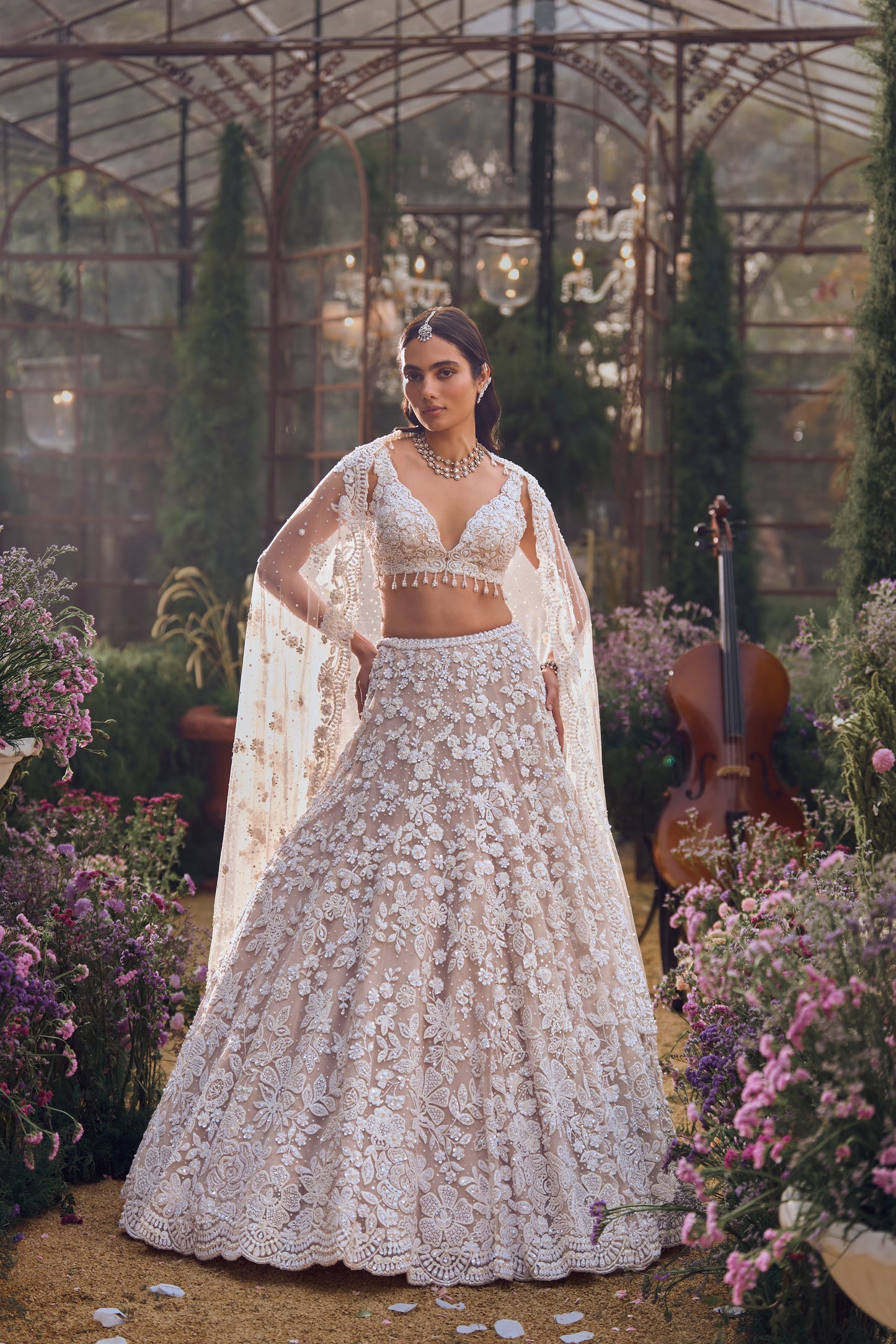 Nude Floral Lehenga Set