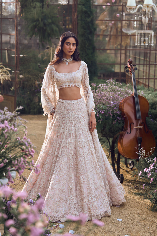 Powder Peach Dori Lehenga Set