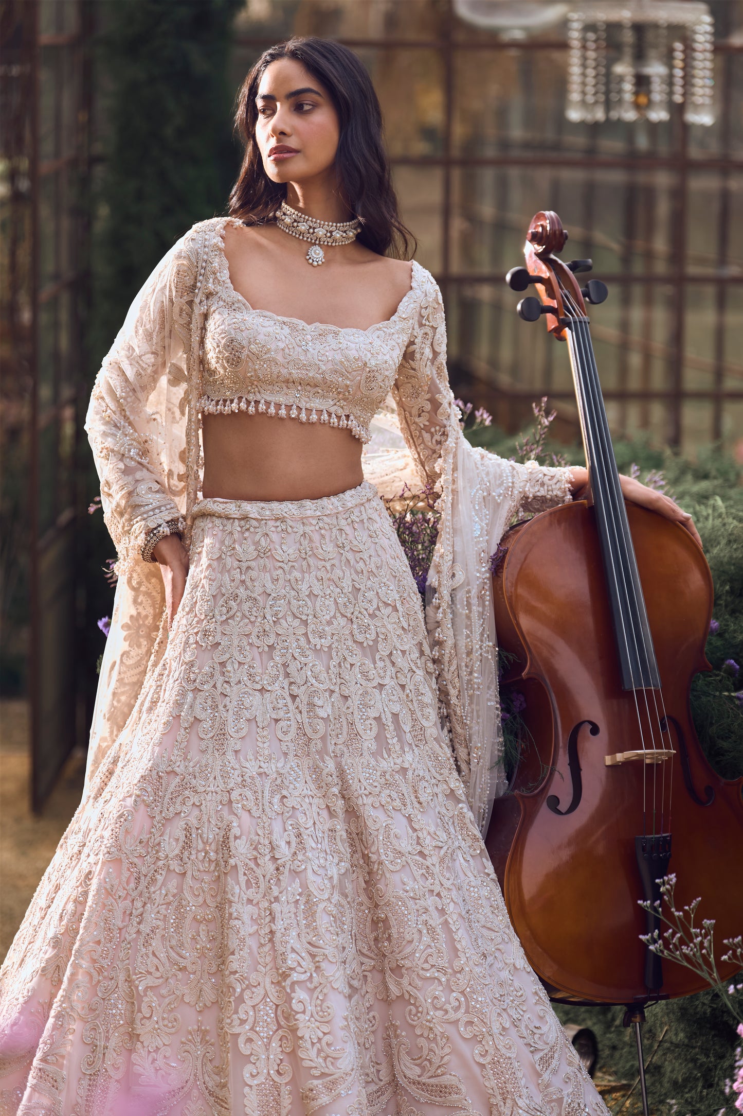 Powder Peach Dori Lehenga Set