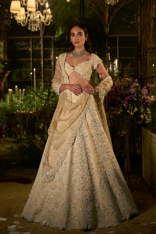 Light Gold Pearl Lehenga Set
