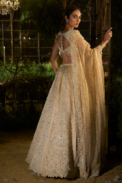 Light Gold Pearl Lehenga Set
