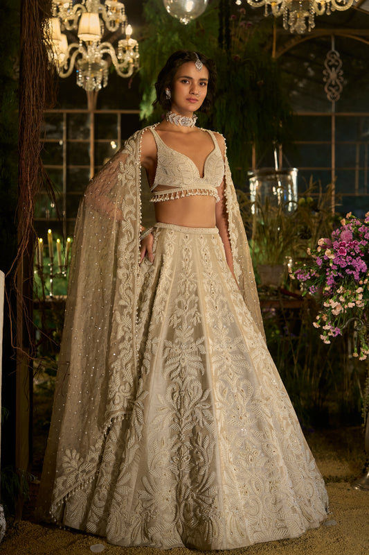 Champagne Pearl Lehenga Set