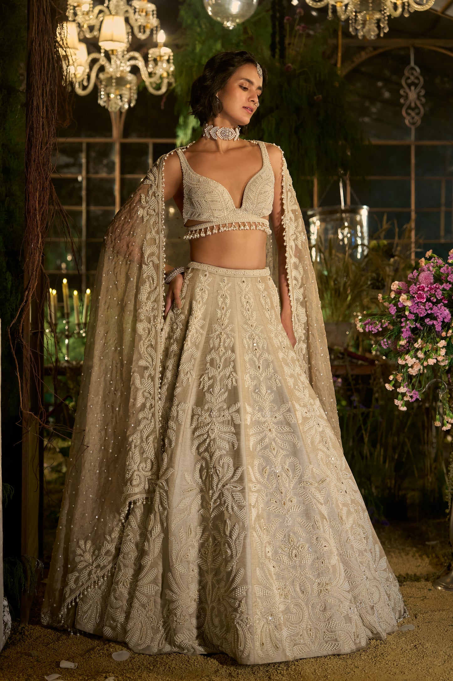 Champagne Pearl Lehenga Set