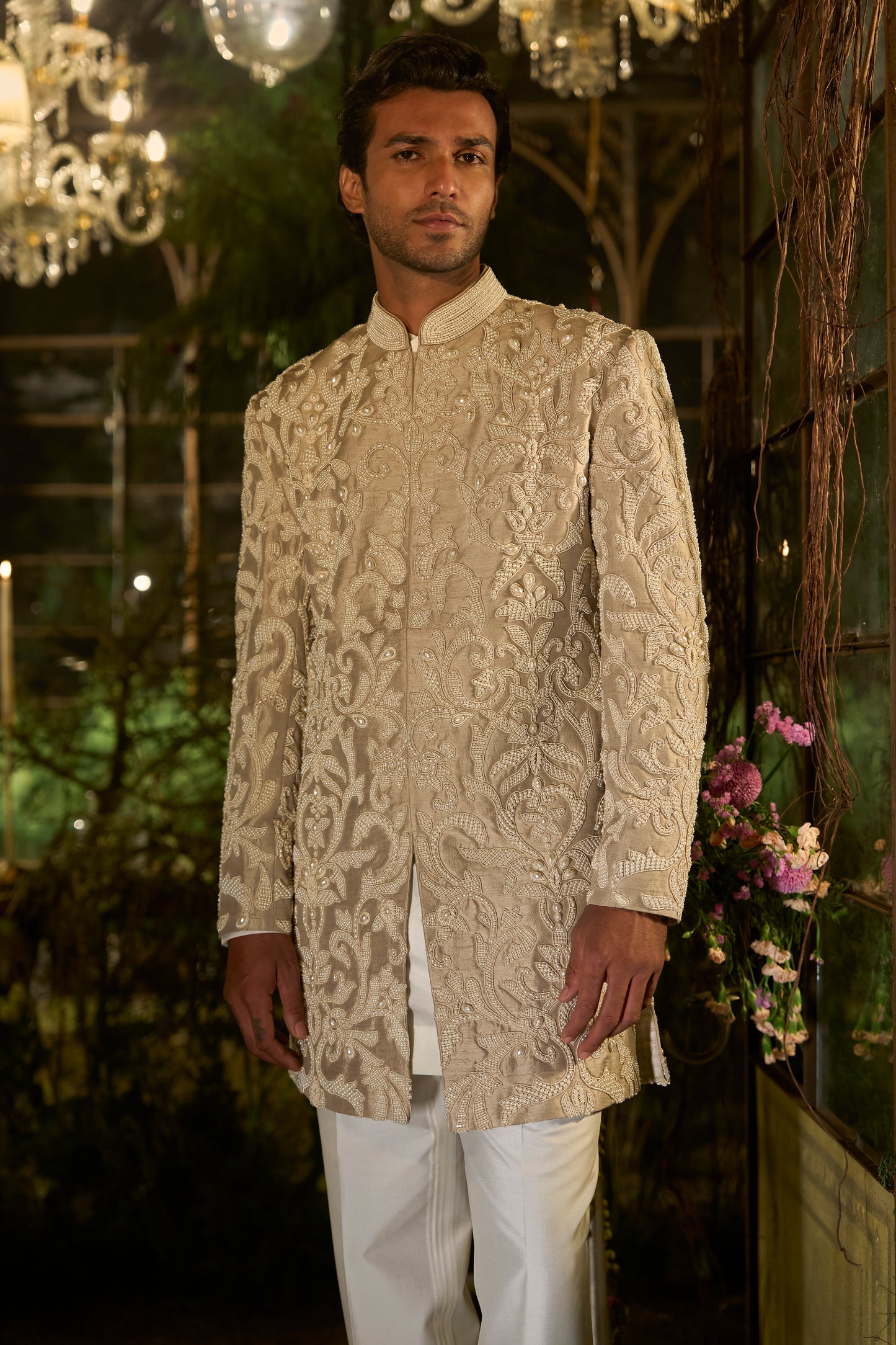 Champagne Pearl Sherwani Set