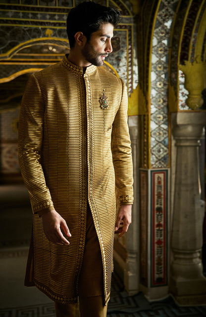 Military Green Sherwani Set