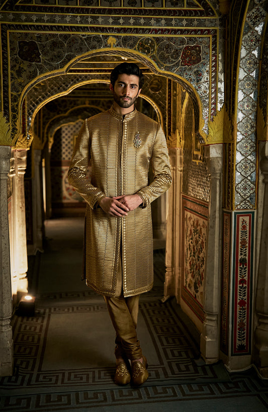 Military Green Sherwani Set