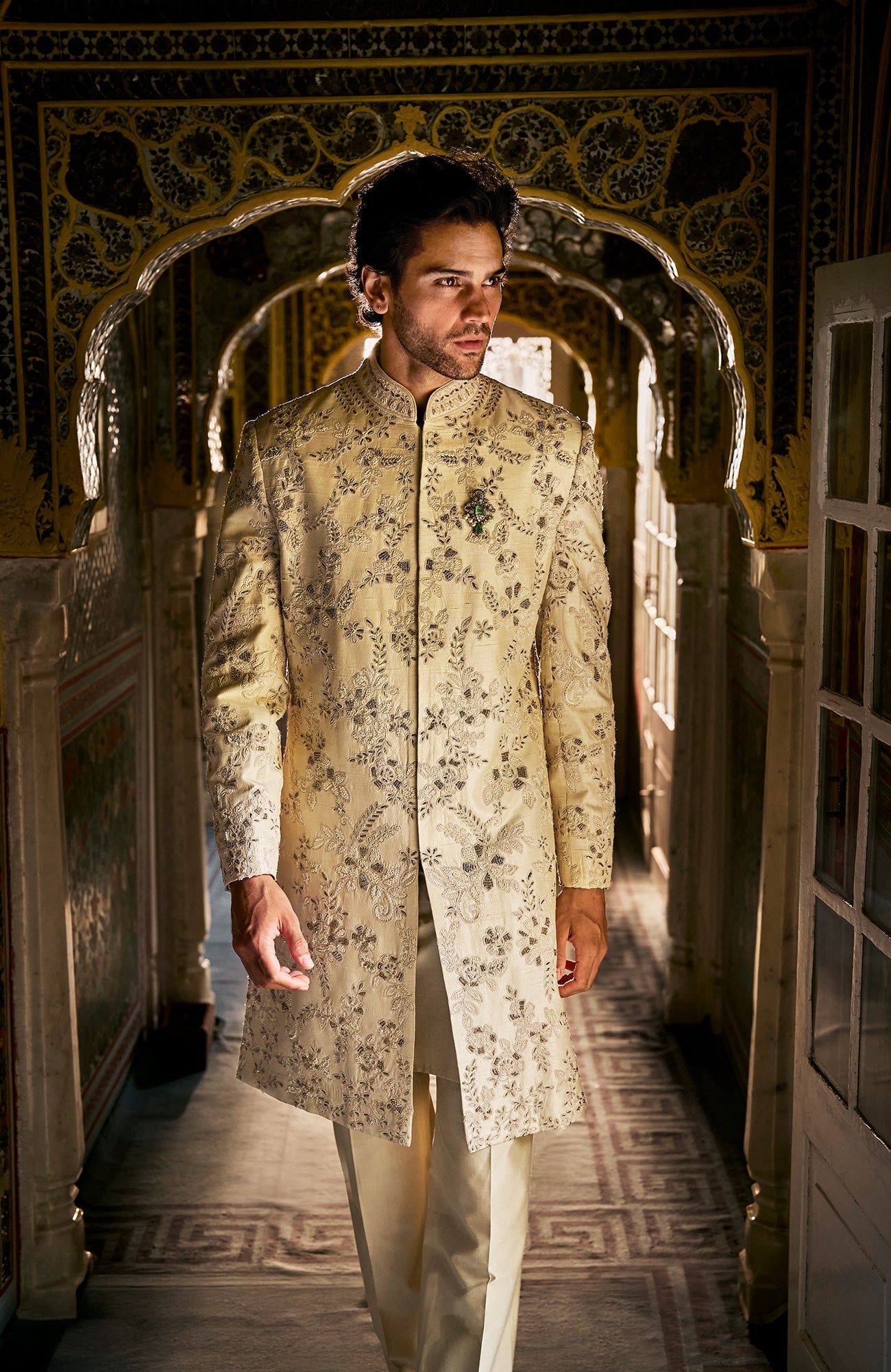 Ivory Gold Sherwani Set