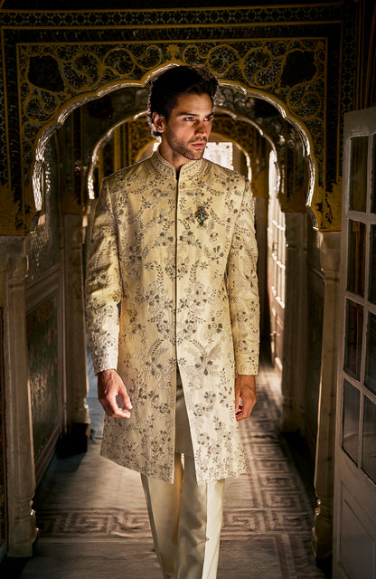 Ivory Gold Sherwani Set
